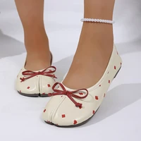 Fashion Split Toe Tabi Flats Women Cute Poker Heart Print Ballet Shoes Bow Knot Round Toe Slip On Loafers Soft Comfortable Pumps - Image 3