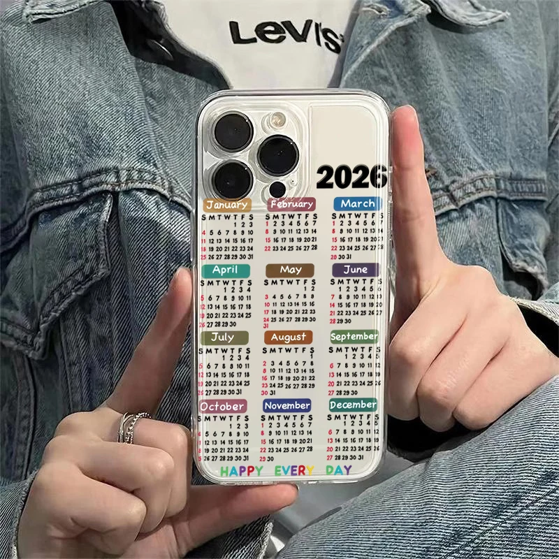2026 Calendar Sunlight Painting Transparent Phone Case for IPhone 13 11 12 14 15 16 17 Pro Max Air 7 8 Plus X XS XR 16e SE Cover - view 5