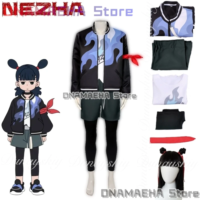 

{ONAMAEHA}The Legend of Hei Ⅱ Anime Nezha Cosplay One Of Four Deities With Black Wig With Baseball Jacket Shorts Halloween Suits