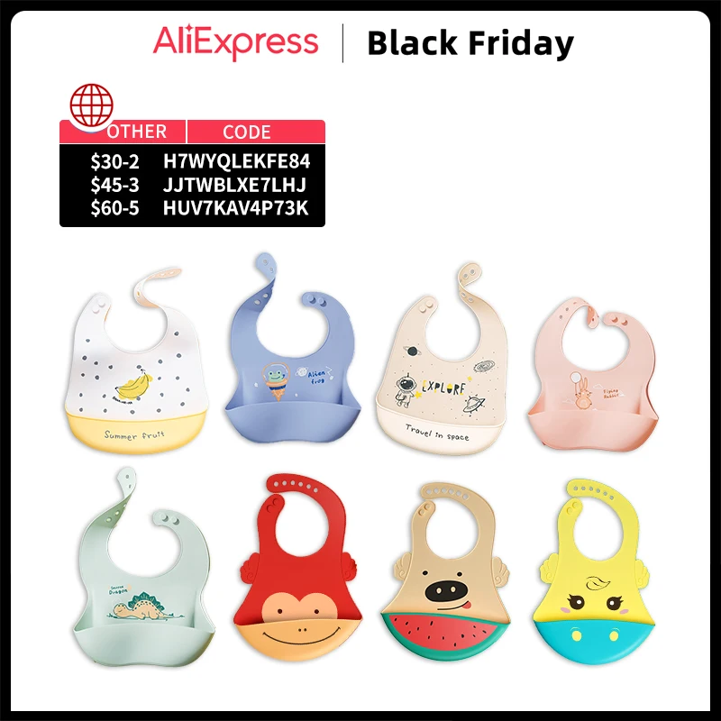 Silicone Baby Bib Waterproof Saliva Dripping Banana Bibs Cartoon Newborn Feeding Soft Aprons Baby Adjustable Burp Scarf