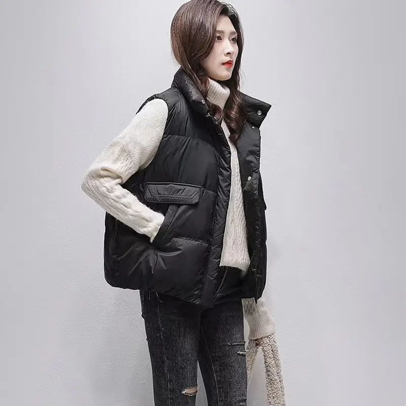 Autumn and Winter Vest Vest for Women Down Outerwear Stylish Popular Fashion Waistcoat Loose Stand Collar Keep Warm Comfortable