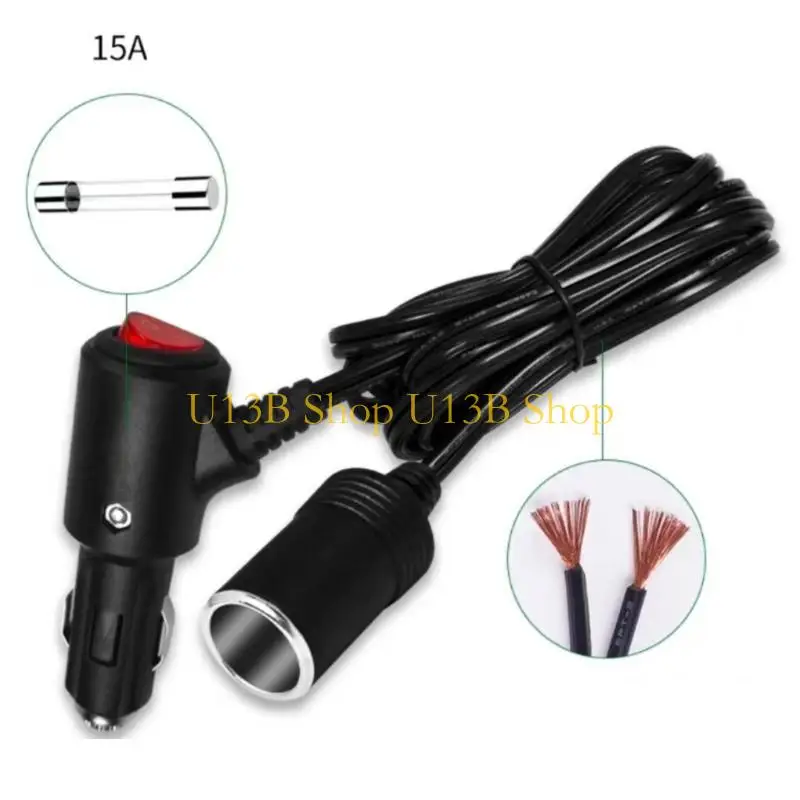 U13B 12V24V Cigarette Extender Cable Male to Female Socket Extension Cable