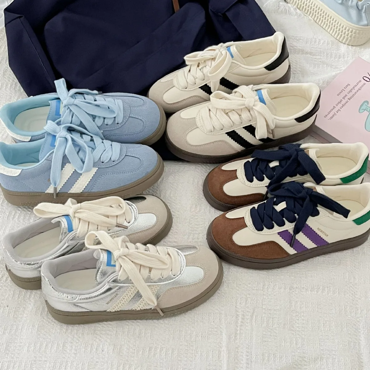 Vintage-style sneakers for women, new style white sneakers, trendy women's sneakers for students, casual sneakers, board shoes view 2