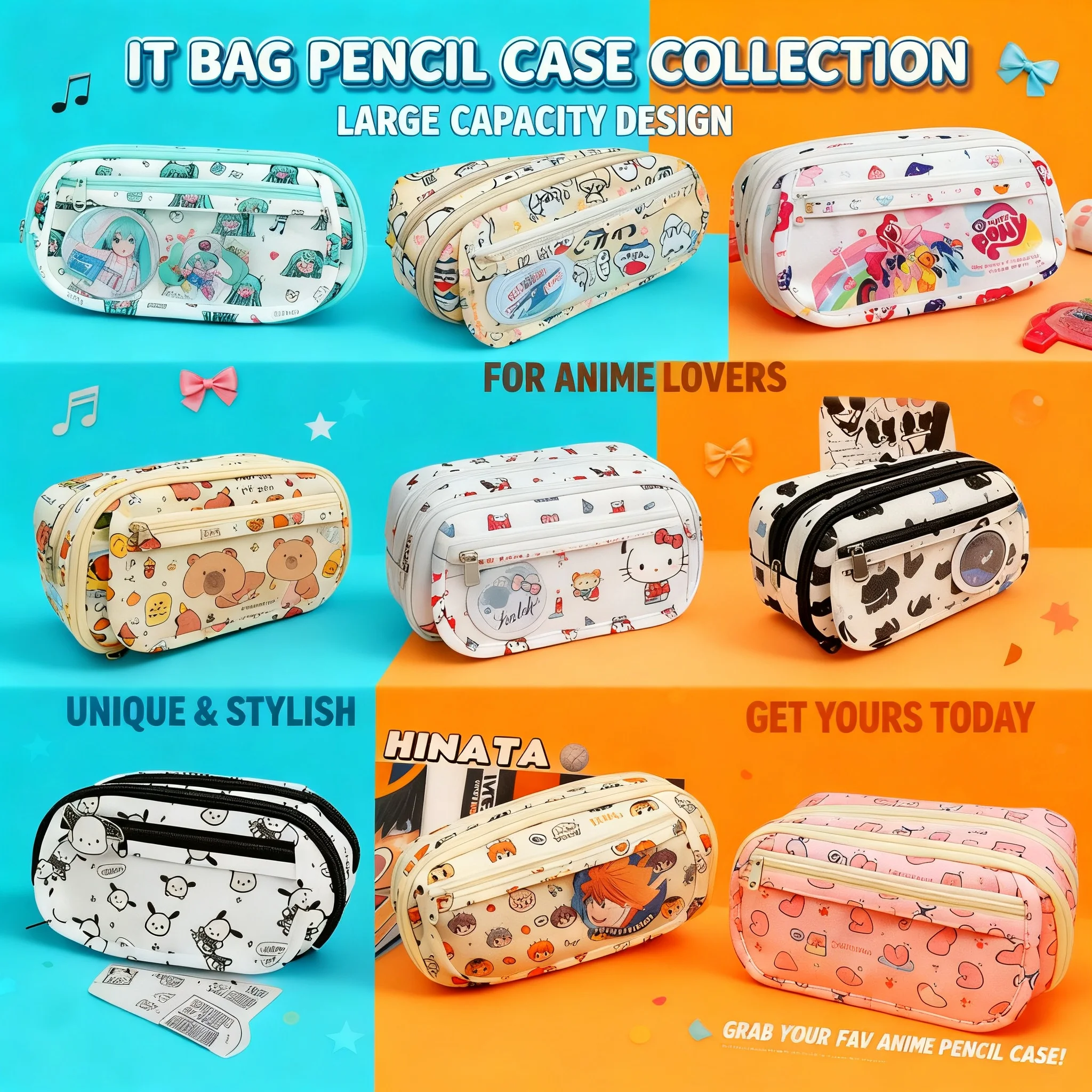 

Hatsune Miku Cute Large Capacity Multi Layer Anime Cosplay Pencil Case Student Stationery Organizer Makeup Storage Bag