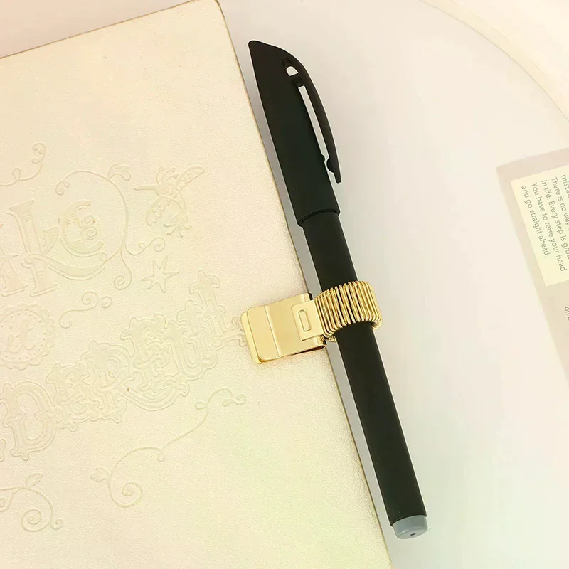 Metal Pen Clip With Spring Creative Gold Retro Spring Clip Student Pen Clip For Notebooks School