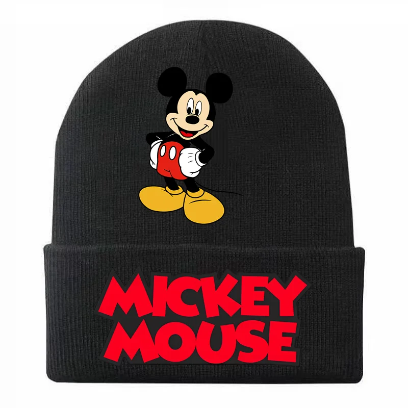 Cute Disney Mickey Minnie Mouse Ins New Children\'s Wool Autumn and Winter All-match Knitted Ear Protection Hat Kids Cold Hats