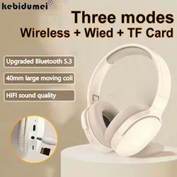 Bluetooth 5.3 Headsets Wireless+Wied+TF Tri-Mode Headphones Foldable Gaming Earphones HiFi Noise Reduction Earbuds For Xiaomi