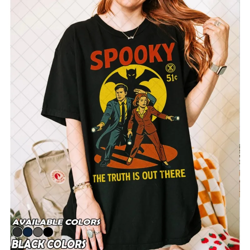 Retro 90s X-Files Horror Themed T-shirt Suitable for Both Men and Women, Summer New Y2K Harajuku Style Retro Casual T-shirt