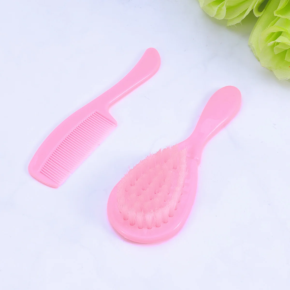 Baby Brush and Comb Set Children Massage Care Safety Comb Comb Brush Combination Pink Baby Comb Massage Comb