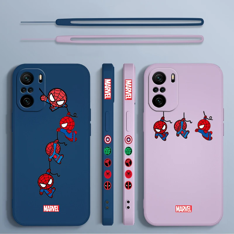 Wunder Comics Spider Man für Xiaomi Redmi Note 13 12 12pro 11 11s 11t 10s 10 Pro plus 5g flüssige linke Seil Telefon hülle