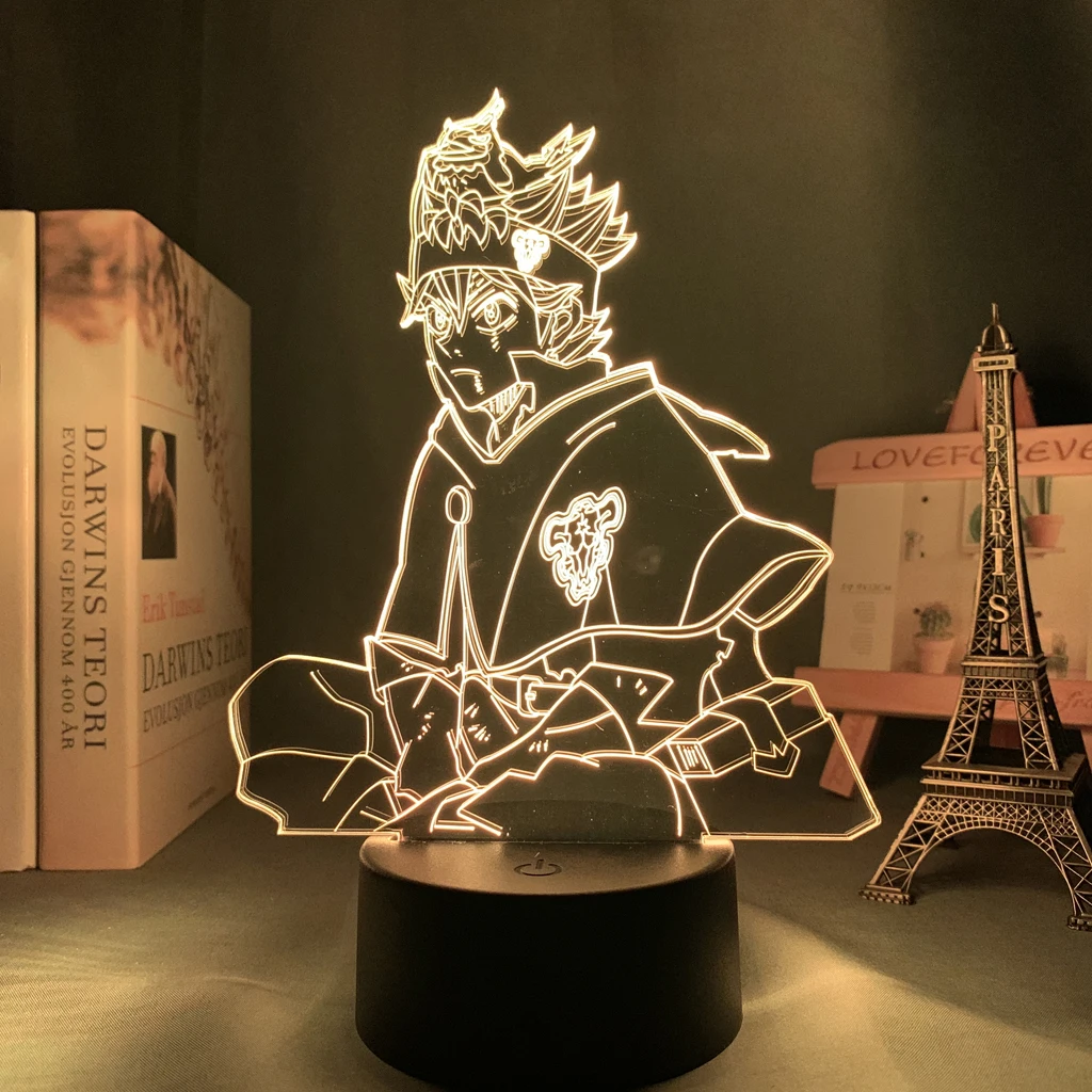 Acrylic 3d Lamp Anime Black Clover Glowing Stand Asta Action Figure for Bed Room Decor Colorful Nightlight