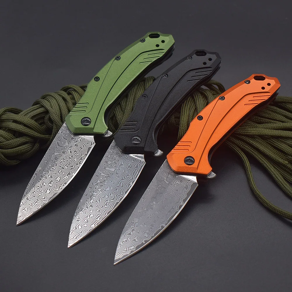 

VG10 Damascus Steel High hardness folding knives outdoor tool knives portable handmade knives Aluminum handle with back clip