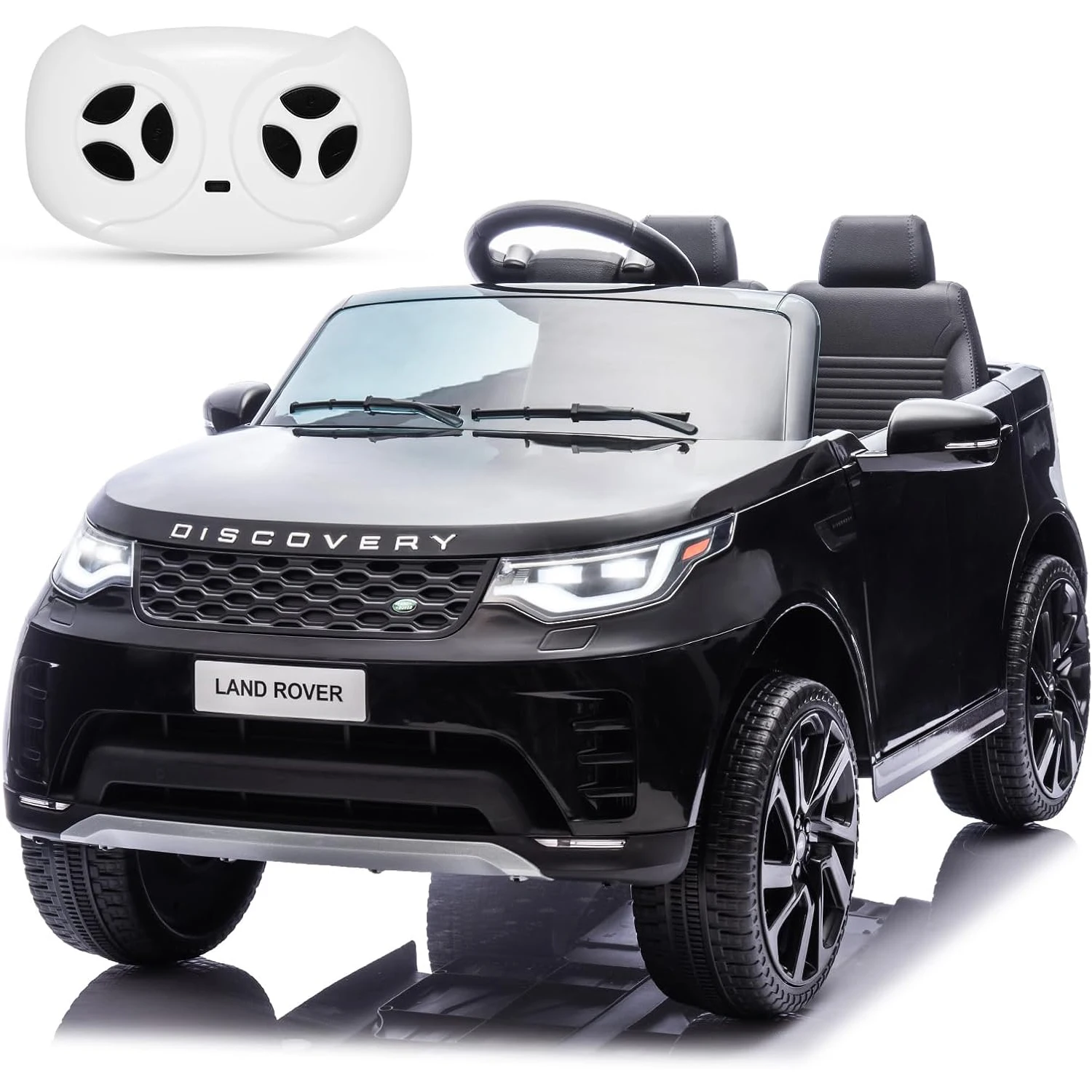 Coche Land Rover de 2 plazas con licencia de 12 V para niños con control remoto de 2,4 g, luz LED de puertas dobles, velocidad máxima de 2,8 MPH
