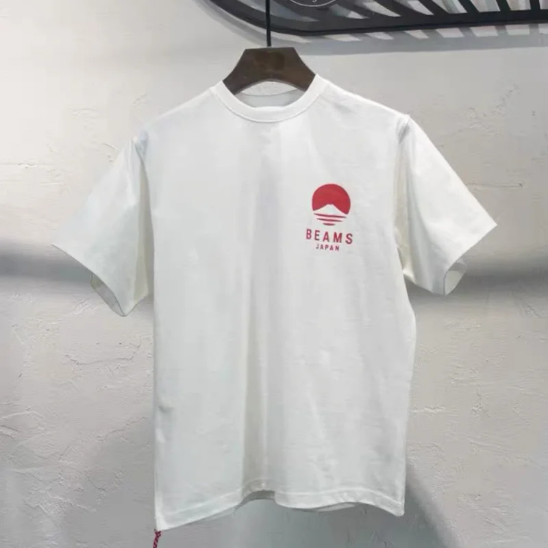 Double Tailed Snake Print White Beams Tshirts Summer Japan Tokyo Street Casual Men Women Short Sleeve Weaving Red Rope Tops