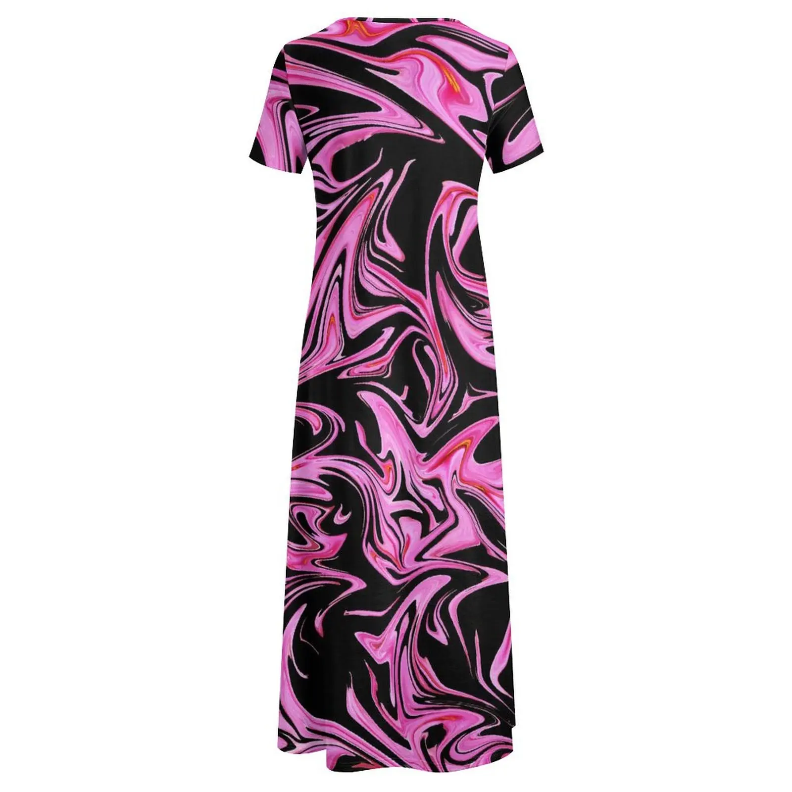 Marble Dress Pink And Black Liquid Cute Maxi Dress Woman Short Sleeve Aesthetic Boho Beach Long Dresses Big Size