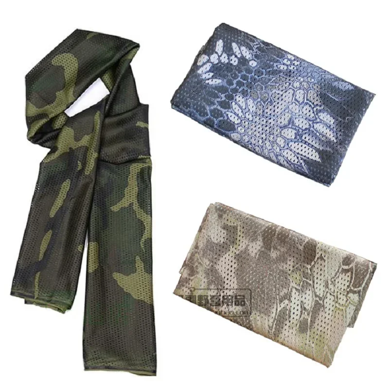 Tactical Camouflage Scarf for Men Women Mesh Square Breathable Headband Head Scarf Multifunction Cycling Bandanas