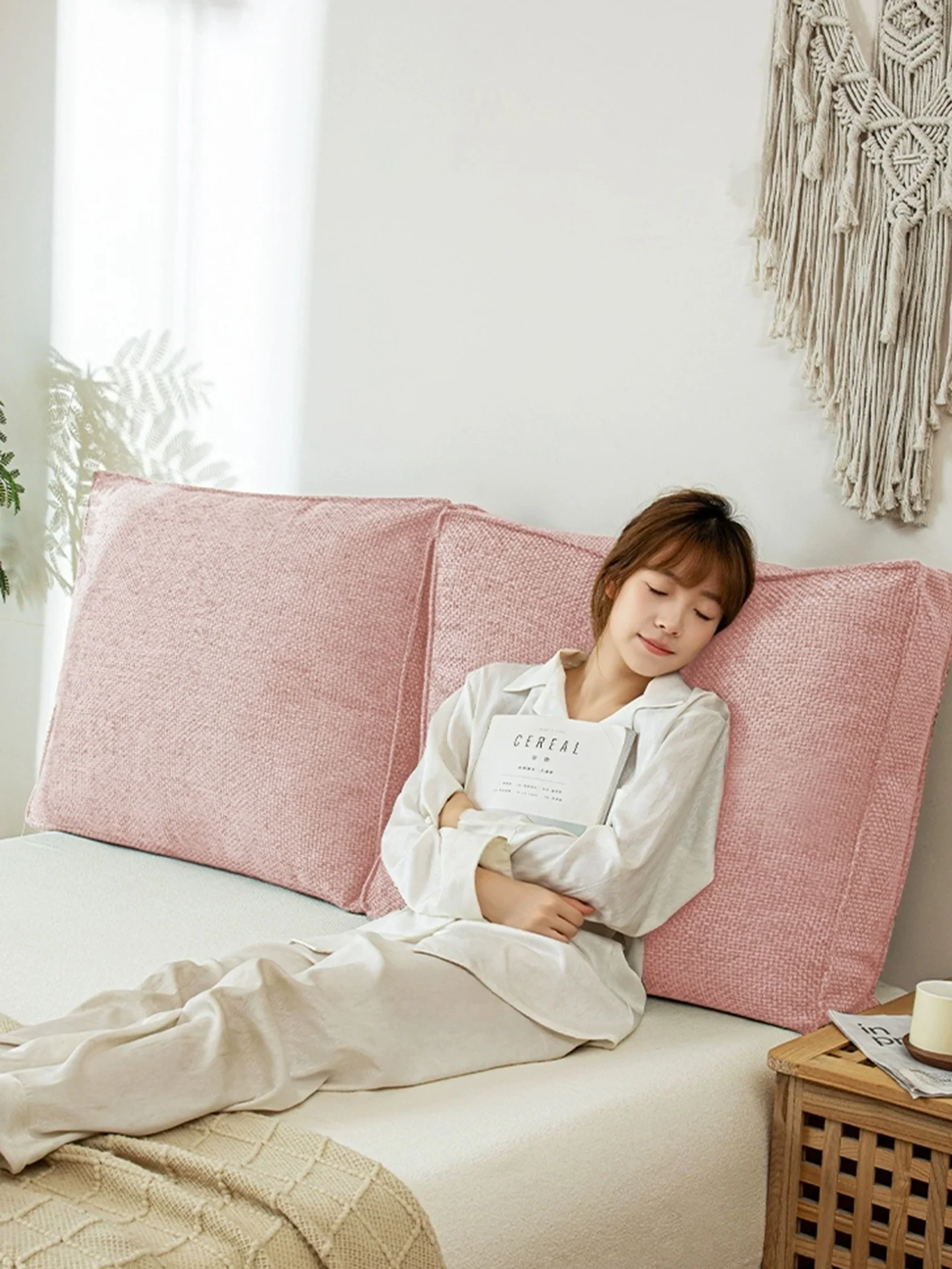 

Manyouhouse Thickened Bedside Pillow Large Backrest Soft Padded Tatami Backrest Sofa Pillow Home Decor Square Cushion