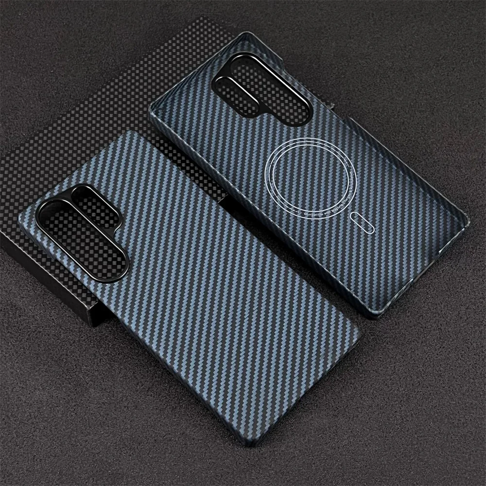 

For Magsafe Magnetic Carbon Fiber Phone Case For Samsung Galaxy S25 Plus Ultra Thin Aramid Fiber Cover For Samsung Galaxy S25
