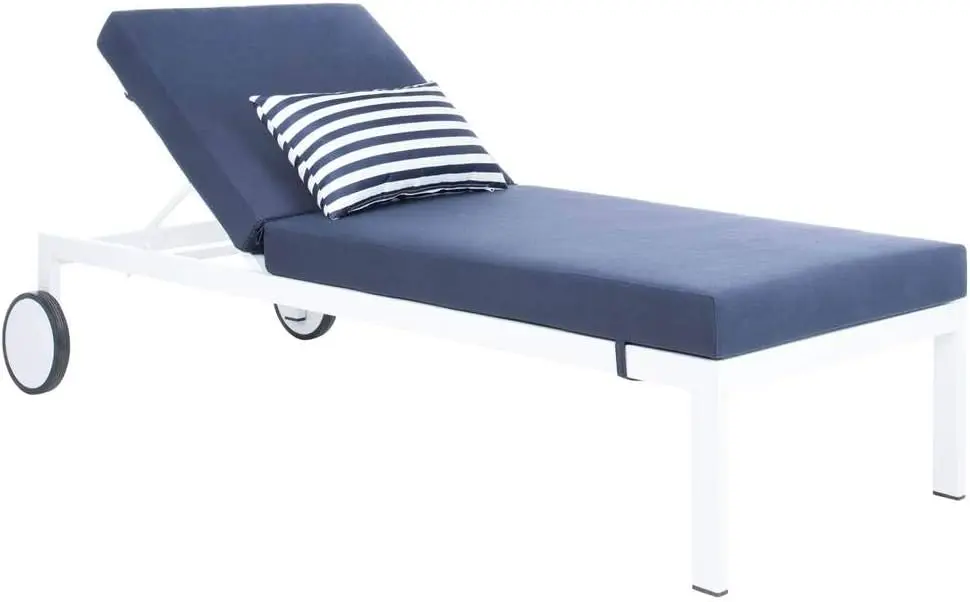 

PAT4042A Outdoor Collection Yves Navy and White Sun Lounger Lounge Chair