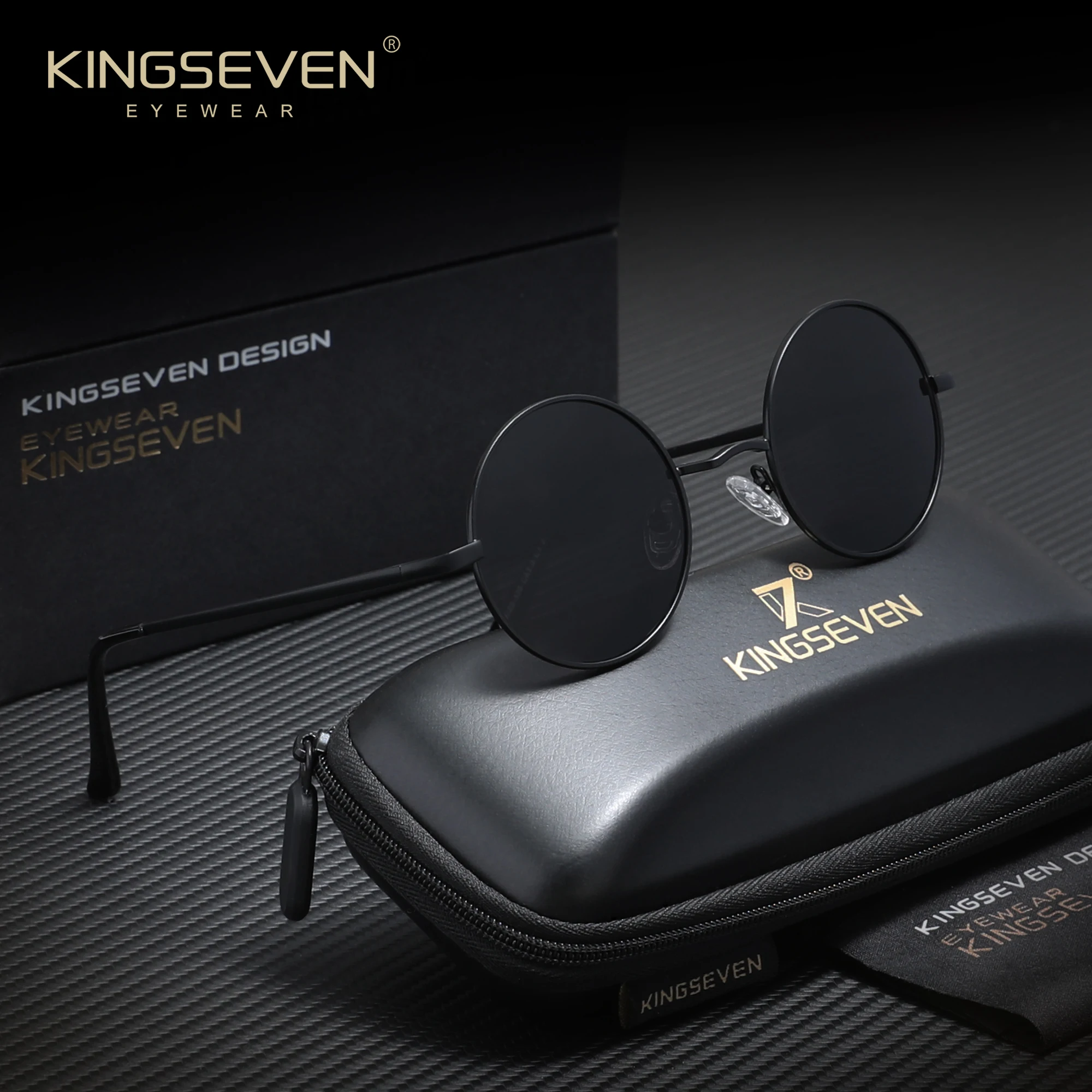 KINGSEVEN Neue Kollektion Modische Polarisierte Runde Sonnenbrille für Herren Retro Vintage-Stil Damen Steampunk Sonnenbrillen
