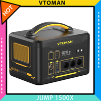 VTOMAN JUMP 1500X Portable Power Station, 828Wh LiFePO4 Solar Generator, 1500W AC Output, Expandable to 2376Wh, 12V Jump Starter, LED Flashlight, 12 Ports