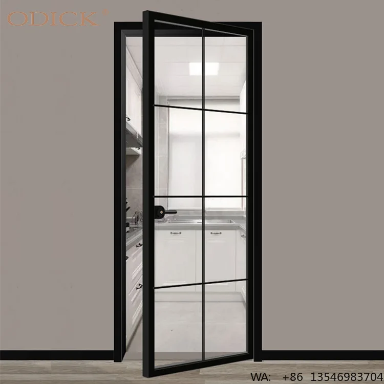 

Frame Swing Hinged Door for House Interior Door French Style Aluminum Glass Graphic Design Stainless Steel Luxury Modern CN;GUA
