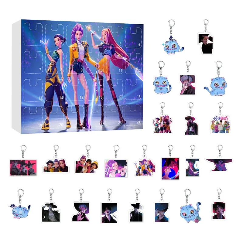 

KPOP Demon Hunter Girl Group, Рождественский календарь обратного отсчета, слепая коробка, брелок, кулон, подарок для друзей, вечерние сувениры