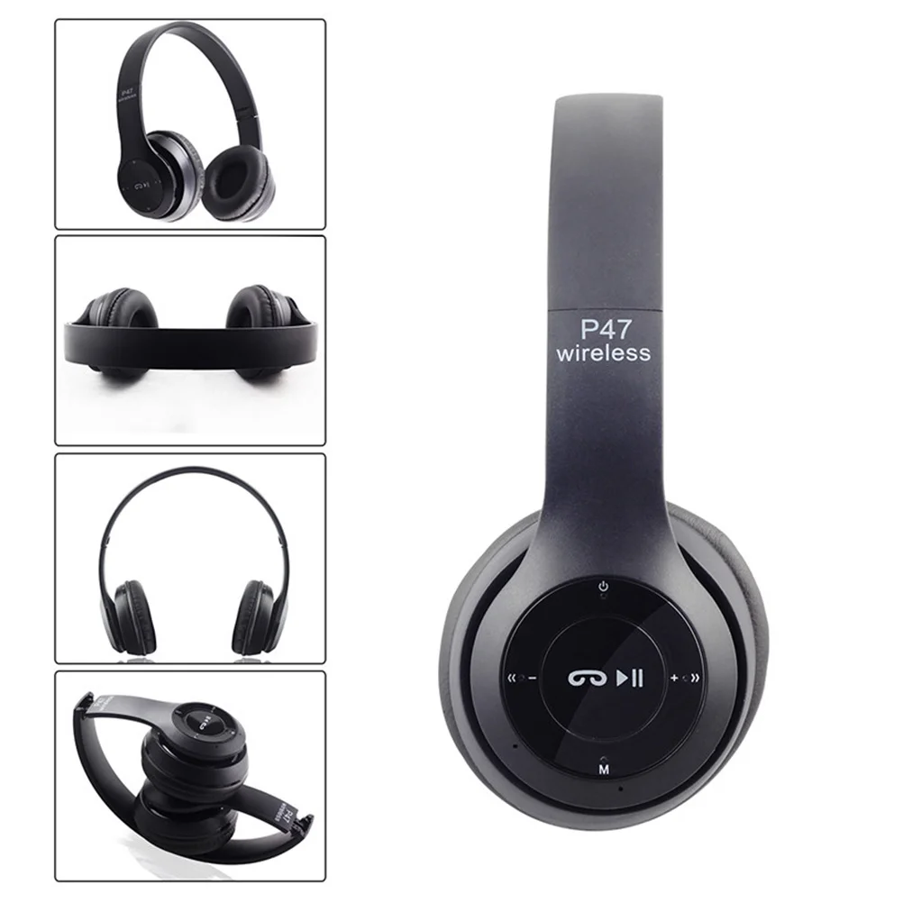 

Wireless Headphones Foldable Lightweight Pu Retractable Design Long Life For Smartphones Tablets Pc Audio