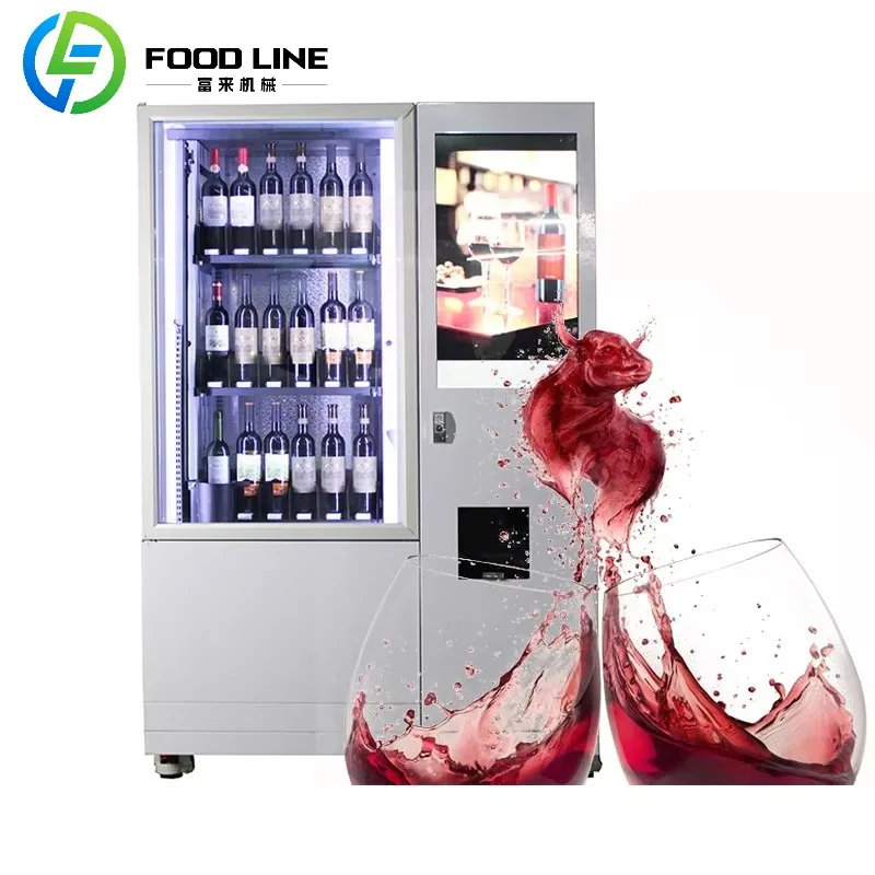 ตู้จำหน่ายสินค้าอัตโนมัติแบบกำหนดเอง FL บริการ 24 ชั่วโมง จำหน่ายเครื่องดื่ม เช่น นมมะพร้าว ชานมไข่มุก น้ำ ไวน์  มีจำหน่ายแล้ว