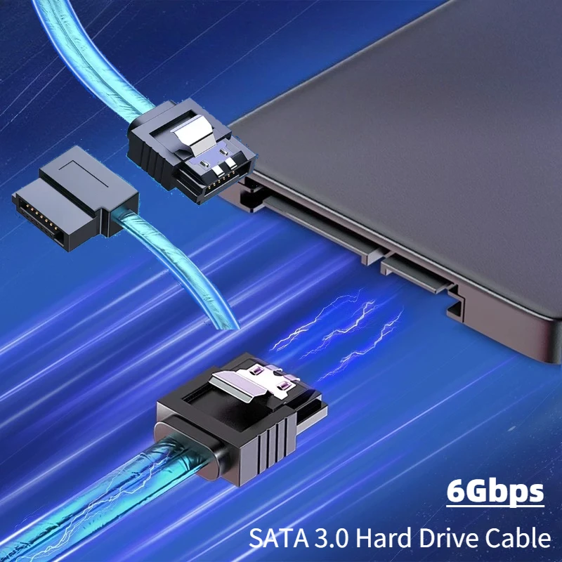 Elbow Blue SATA 3.0 Cable Up Down 90 Angle SATA 3.0 III SATA3 6GB/s PC Hard Disk SSD HDD SAS Cable Computer Hard Drive Data Wire