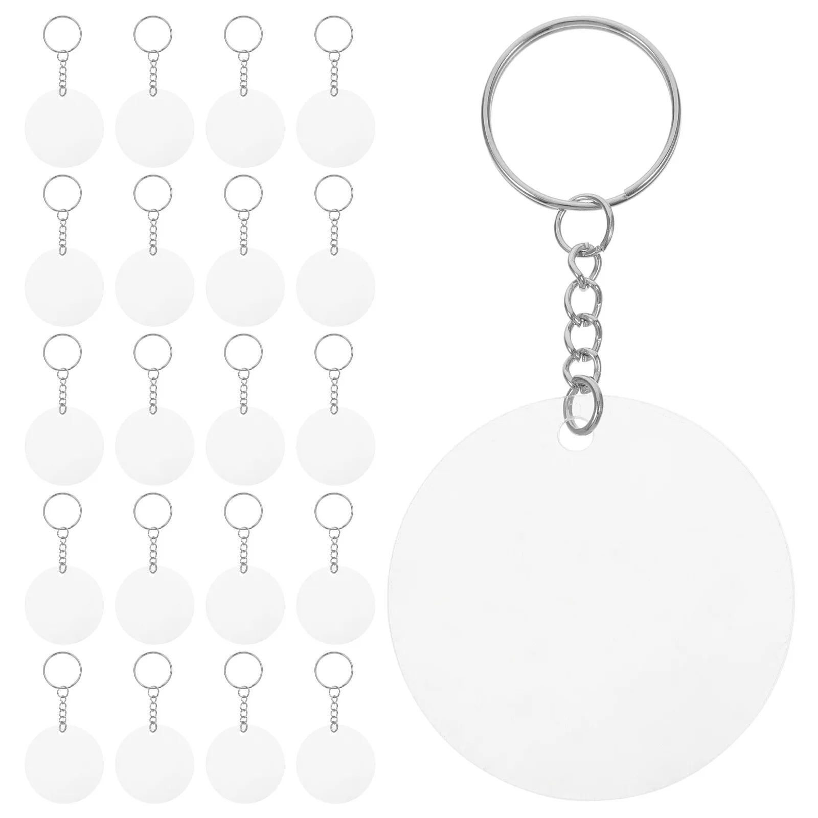 30Sets Acrylic Keychain Blanks DIY Keychain Kit Multi-Function Blank Key Rings for Keys Bags Phones Handmade Craft