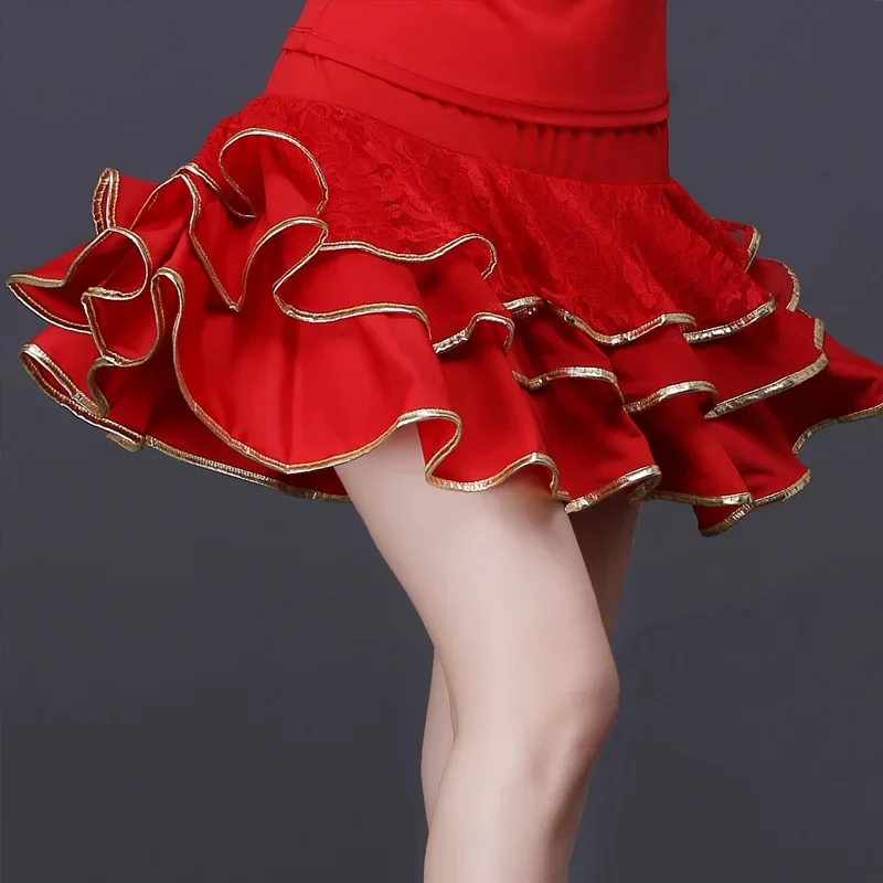 Gonna da ballo latino nera gonna a triplo pizzo da donna gonna da ballo professionale per danza classica quadrata da donna