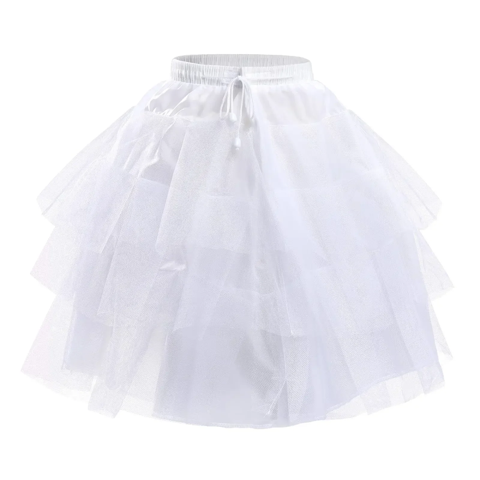 Flower Girls Hoopless Petticoat Slip with 3 Layers Elastic Kids Crinoline Underskirt