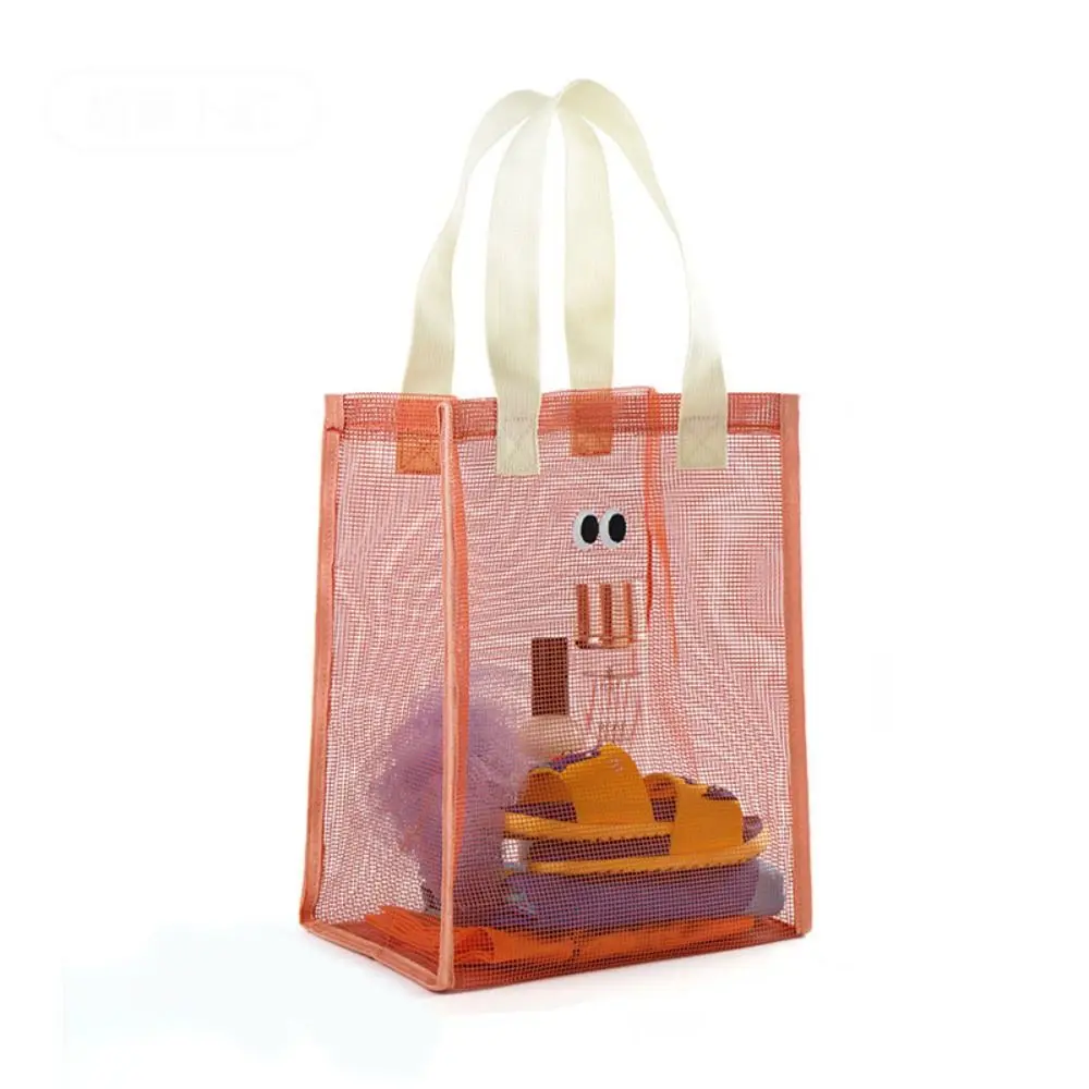 

High Quality Large Capacity Mesh Handbag Travel Cartoon Big Eyes Cosmetic Bag Beach Storage Pouch Wash Bag Swim