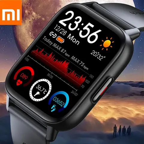 Xiaomi Neue 1,69 Zoll Smart Uhr Männer Körper Temperatur Full Touch Smartwatch Frauen Genaue Sauerstoff Monitor Uhr 2023 PK P8
