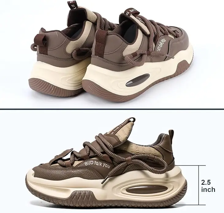 Sepatu Chunky Jalan Pria Fipatbu, Sepatu Sneakers Fashion Pria Sepatu Platform Kasual Nyaman Anti Selip, Retro Ringan