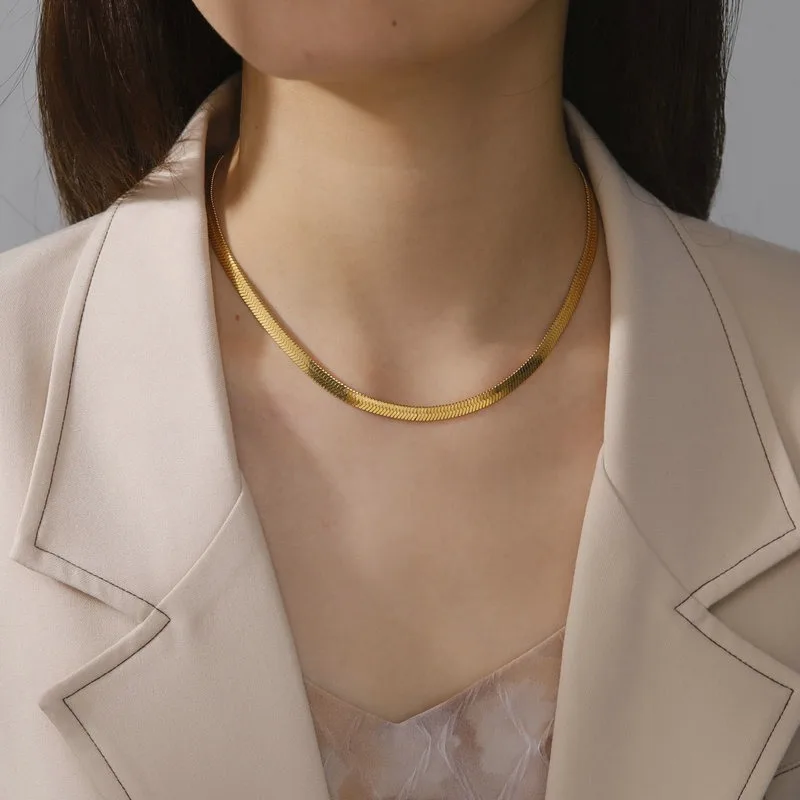 2/3/4/5mm Stainless Steel Snake Necklace for Women Jewelry Gift Blade Chain Gold Plated Waterproof Trendy Accessories 40/45/50cm