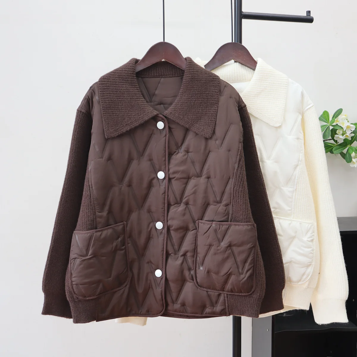 معاطف باركاس محبوكة سترات نسائية مقسمة جيب بياقة مقلوبة وأكمام طويلة واحدة الصدر فضفاضة غير رسمية لخريف وشتاء 2025 #2