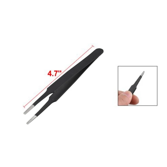 Anti-static Flat Square Tip Stainless Steel Straight Tweezers 4.7