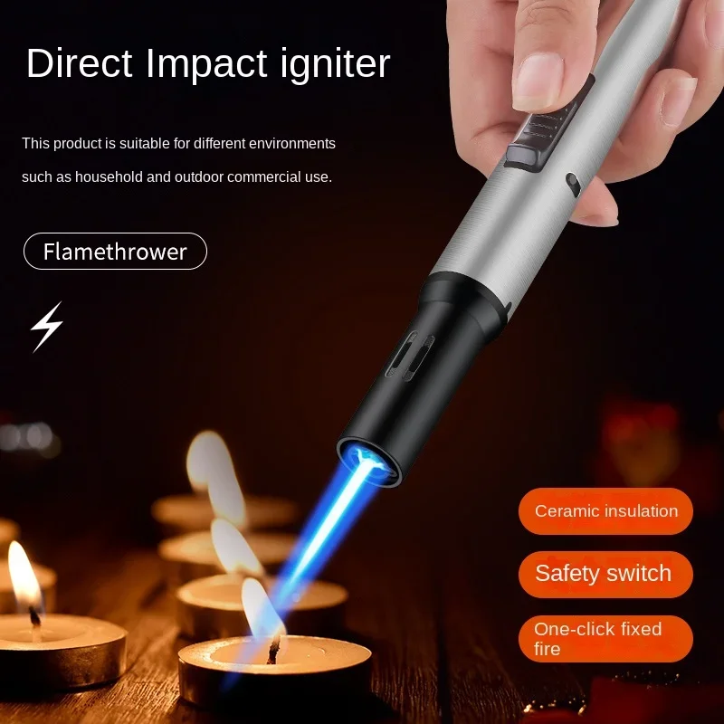 The New Pen Test Goes Straight To The Blue Flame Windproof Lighter Portable Barbecue Cigar Baking Welding Flame Gun Lighter