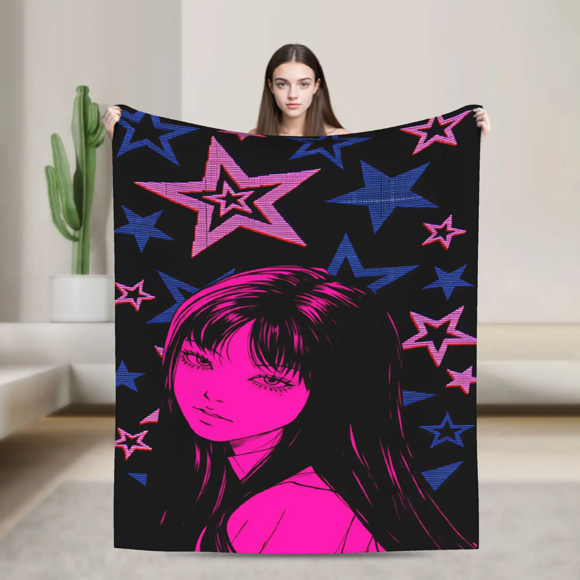Kawakami Tomie Junji Ito Blanket  Warm Soft Aesthetic Plush Bedding Throws For Bedroom Travel Flannel Bedspread Bed Cover