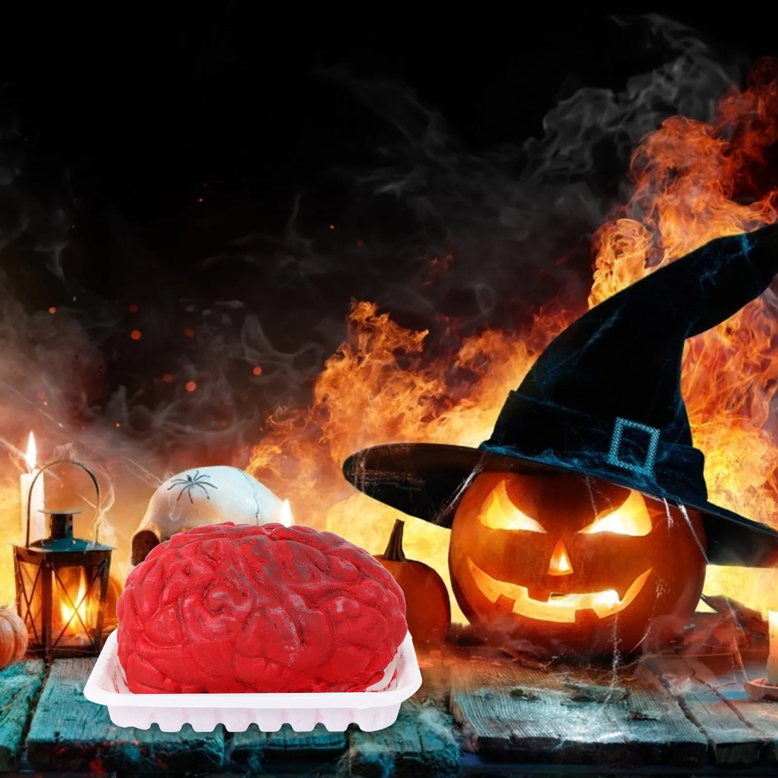 

Halloween Brain Pattern Fast Food Box Decorative Prop for Haunted House Party Scary Yard Decoration Creepy Halloween Horror Prop