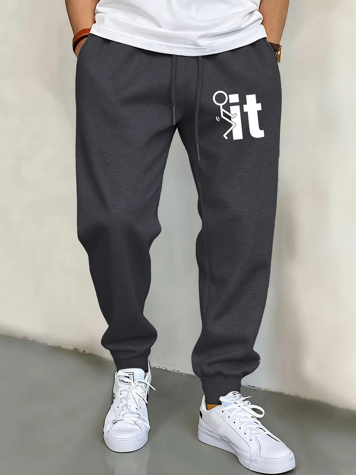 

A Matchstick Man Was Holding It Printing Men Retro Sweatpant Casual Basic Pants Drawstring Pocket Sweatpants Unisex Fashion Pant