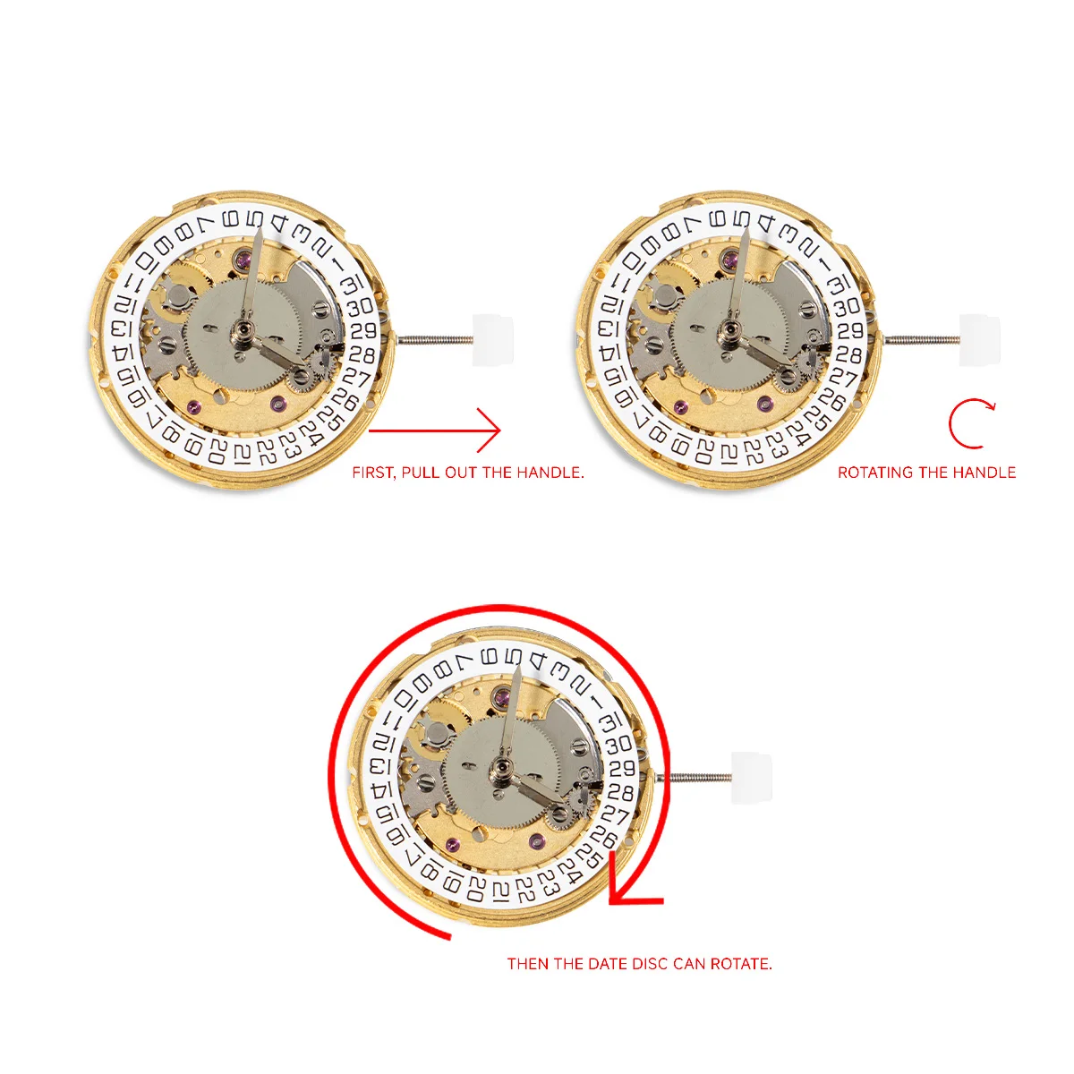 Hangzhou 6460 Automatic 25 Jewels 4H GMT Movement 3H Date Dial Watch Replacement Repair Parts