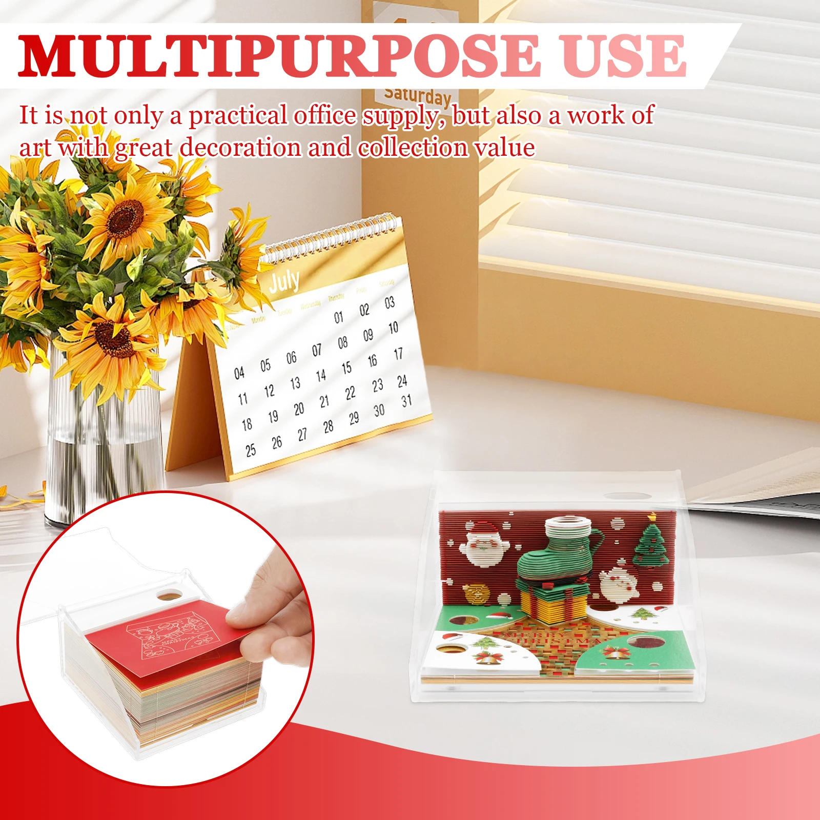 ثلاثية الأبعاد الفن التقويم مذكرة الوسادة 2026 الإبداعية المسيل للدموع بعيدا ثلاثية الأبعاد أجندة مكتبية /رزنامة مكتبية المفكرة مع مصباح ليد غير لاصقة ورقة نحت المفكرة ديكور #3