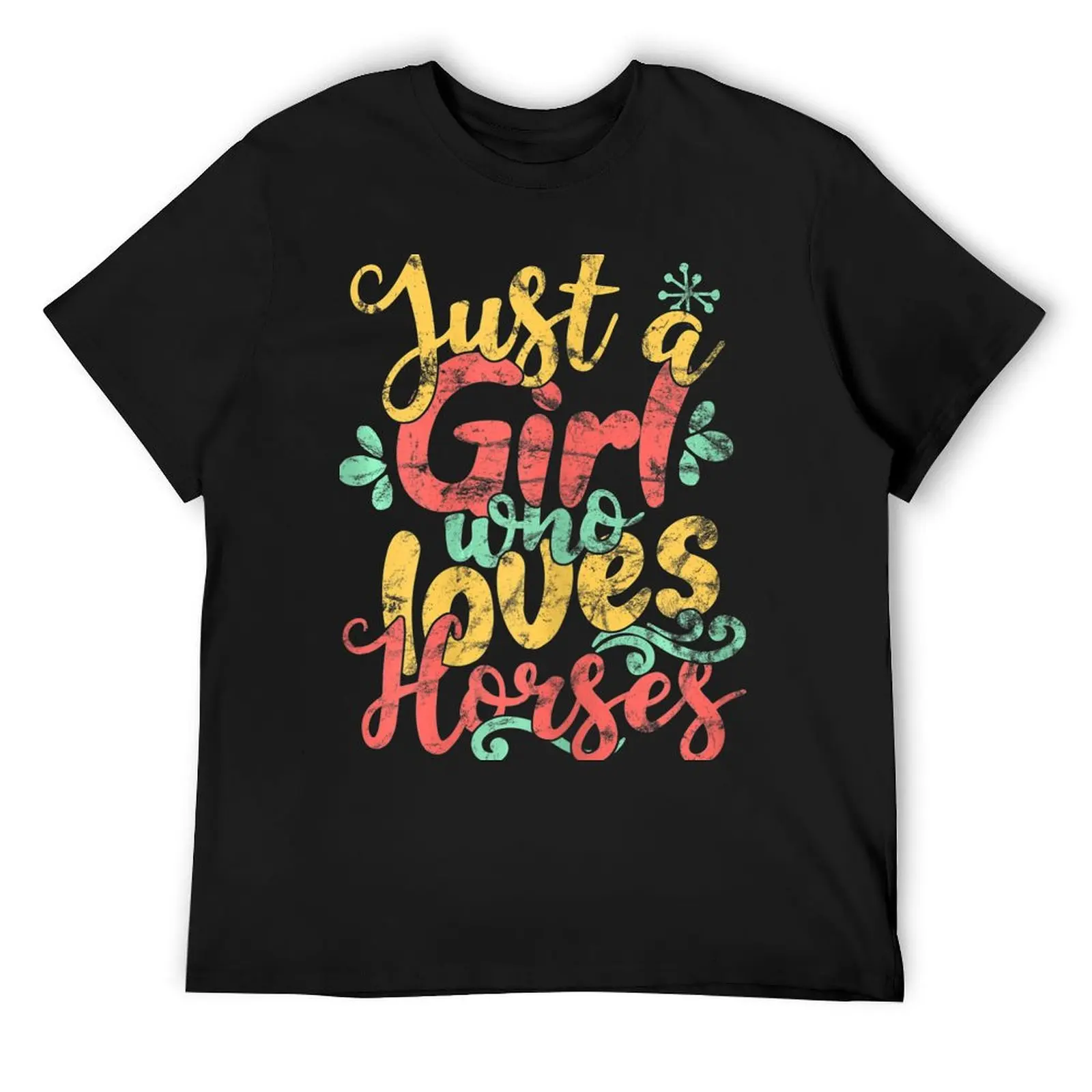 

Just A Girl Who Loves Horses Animal Funny Horse Lover T-Shirt vintage plus sizes t shirt for men