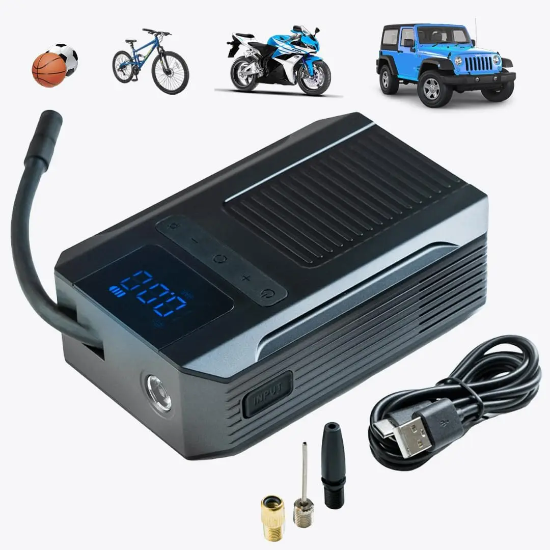 

Portable Tire Inflator with 5000mAh Battery, 120PSI Digital Gauge for Car, Bike, Motorcycle – Notilus