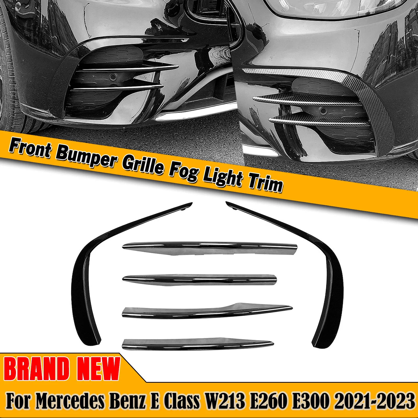 

For Mercedes Benz E Class W213 E260 E300 2021-2023 Front Bumper Side Air Vent Intake Trim Fog Light Cover Frame Splitter Brow