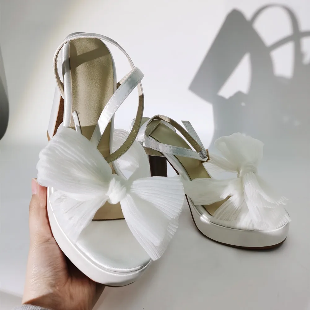 DORATASIA Brand INS Plus Size 43 Women Sandals High Heels Bowknot Platform Shoes Elegant Dress Party Wedding Summer Women Shoes