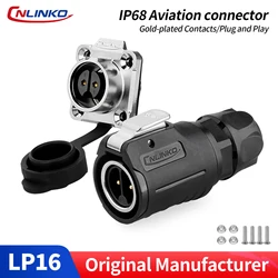 CNLINKO M16 Waterproof Electrical Connector 2/3/4/5/7/8/9 Pin Soldering Wire Aviation Connectors Panel Mounting Plastic+Metal